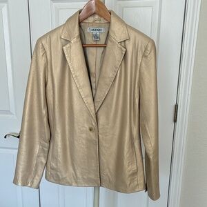 Vintage Alfani Gold Leather Jacket M